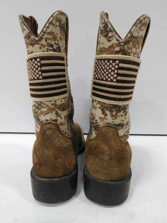 Ariat Camouflage American Flag Cowboy Boots Size 8D image number 4