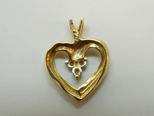 Romantic 14K Yellow Gold Diamond Accent Open Heart Pendant 1.5g image number 3