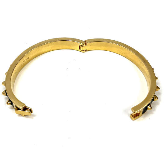 Designer J. Crew Gold-Tone Black Enamel Spike Hinged Bangle Bracelet image number 3