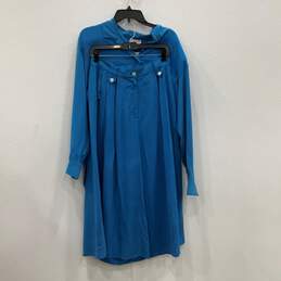 NWT Talbots Womens Blue Long Sleeve Button-Up Shirt & A-Line Skirt Set Size 12