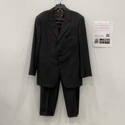 Armani Collezioni Mens Black Pinstripe 2 Piece Suit Set Size 46R W/COA