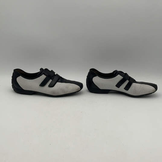 Womens Black White Round Toe Low Top Hook And Loop Sneaker Shoes Size 5.5 image number 3