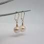 14k Gold Fw Pearl Wire Earrings w/Box 4.1g image number 1