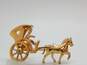 Vintage Coro Gold Tone Honeymoon Heart Cut Out Carriage Buggy Coach & Horse Brooch 10.6g image number 3