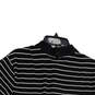 Mens Black White Striped Spread Collar Short Sleeve Polo Shirt Size Large image number 4