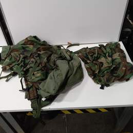 PAIR OF GREEN US CAMO MILITARY BACK PACKS