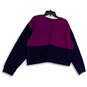Womens Purple Blue Colorblock Long Sleeve Pullover Sweatshirt Size 1X image number 2