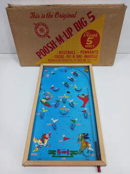 Vintage Poosh-M-Up Big 5 Wooden Pinball Game Board - IOB