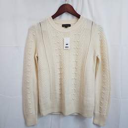 Banana Republic ivory cable knit crewneck sweater women's S