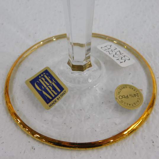 Set Of 6 Creart Italian Hand Cut Crystal Gold Trim Wine Glasses IOB image number 5