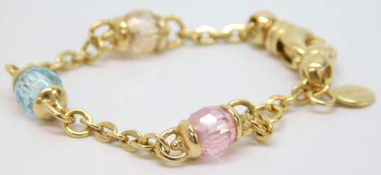 Fancy 14k Yellow Gold Pastel Colored Crystals Baby Infant Bracelet 3.9g image number 5