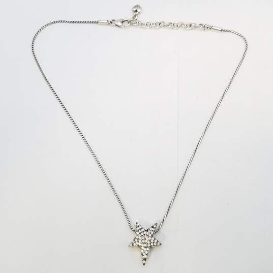 Brighton Silver Tone Crystal Rising Lopsided Star Pendant 18 In Necklace 12.6g image number 4