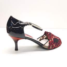 Paoul 601 Patent Leather Lace Open Toe Sandal Black/Red 7.5