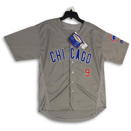 NWT Mens Gray Blue Chicago Cubs Javier Baez #9 MLB Baseball Jersey Size 44
