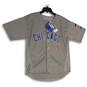 NWT Mens Gray Blue Chicago Cubs Javier Baez #9 MLB Baseball Jersey Size 44 image number 1