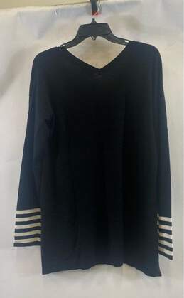 Vince Camuto Women's Black Stripe V-Neck Sweater- M alternative image