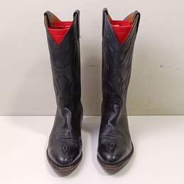 CLB Lucchese 2000 Black Leather Western Cowboy Boots Size 8.5E