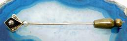VNTG 10K Yellow Gold Diamond Accent & Seed Pearl Stick Pin Brooch 2.0g