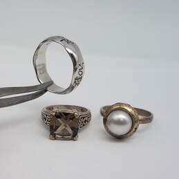 Sterling Silver Assorted Gemstone Sz 4 3/4 - 7 3/4 Ring Bundle 3pcs 11.2g