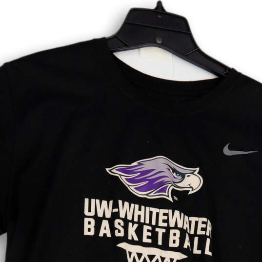 Mens Black Dri-Fit UW Whitewater Short Sleeve Basketball NCAA T-Shirt Sz L image number 3