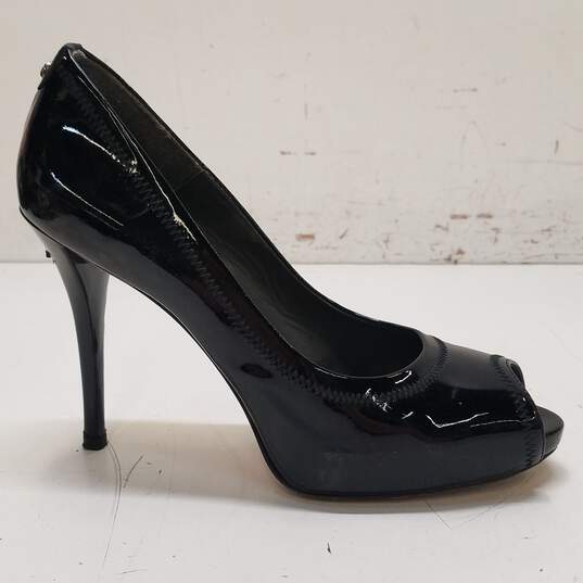 Stuart Weitzman Patent Peep Toe Heels Black 9 image number 1