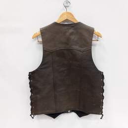 River Road Men's Distressed Brown Side-Laced Leather Vest Size M alternative image