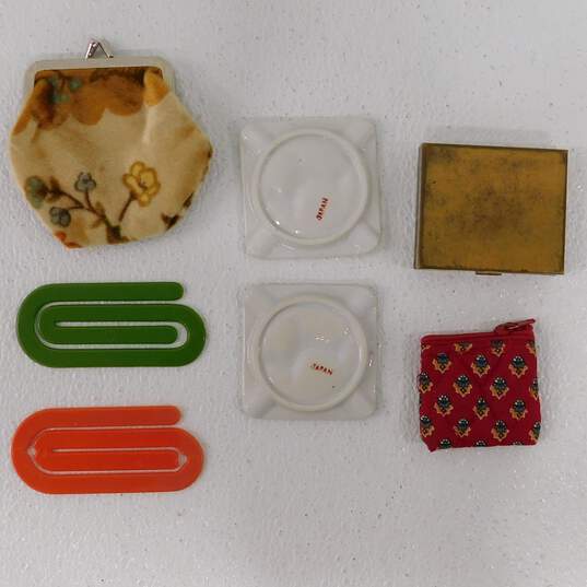 Vintage MCM Ladies Vanity Lot Jewelry Box Compact Earring Holders Ashtray & more image number 11