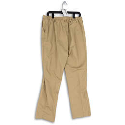 Mens Beige Flat Front Slash Pocket Straight Leg Chino Pants Size 14 alternative image