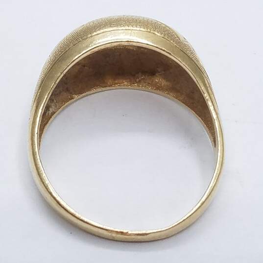 14K Gold Floral Etched Dome Sz 5.75 Ring 3.5g image number 5