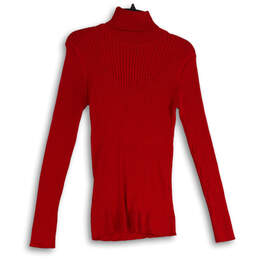 NWT Womens Red Turtleneck Long Sleeve Ribbed Pullover Sweater Size Large alternative image