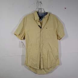 Mens Custom Fit Chest Pocket Short Sleeve Collared Button-Up Shirt Size Medium