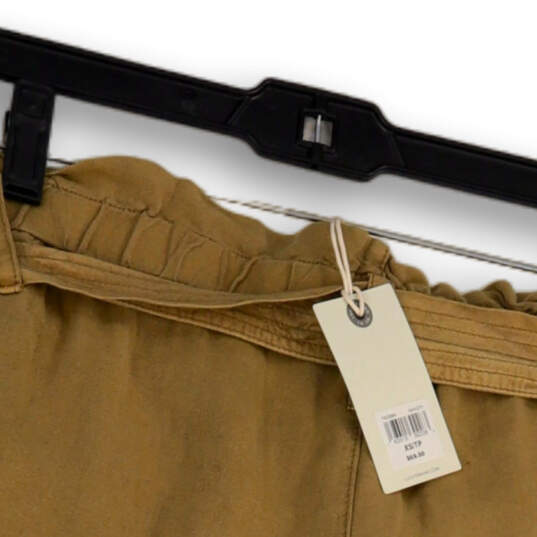 NWT Womens Brown Flat Front Straight Leg Waist Belt Paperbag Shorts Sz XS image number 4
