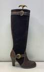 (r)elativity "Eve" Brown Suede Under the Knee Boot with Gold Belt Detail Women 7 image number 1