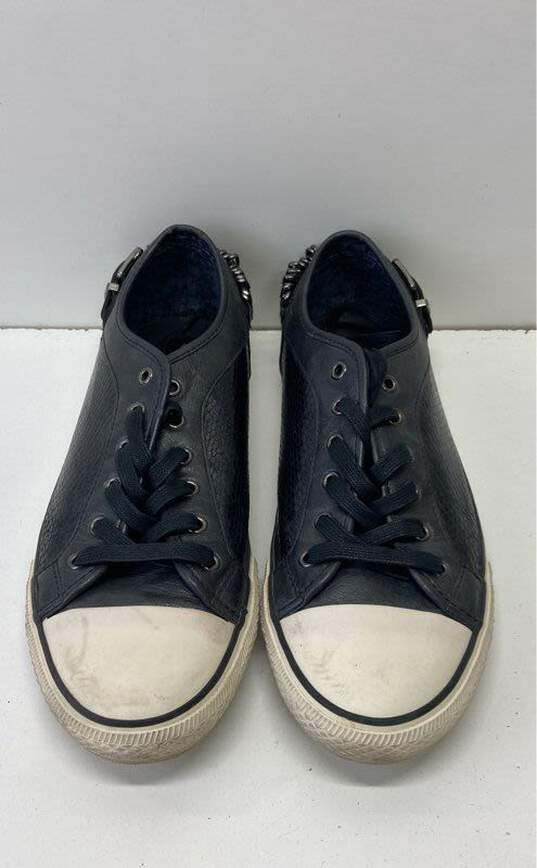 Aldo Leather Saftey Pin Detail Lace Up Sneakers Black 9 image number 6