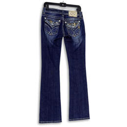 NWT Womens Blue Denim Medium Wash Embellished Bootcut Leg Jeans Size 26 alternative image