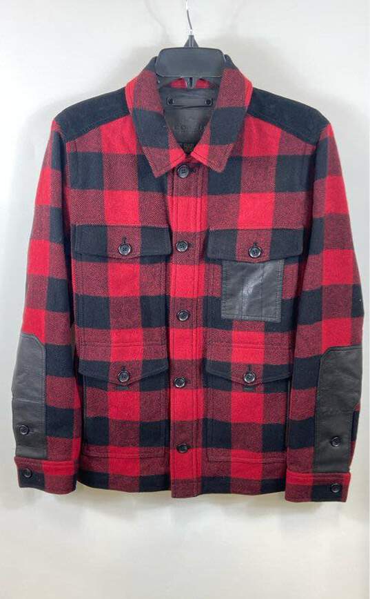 Coach Men Red Plaid Wool Jacket Shirt - Size Small image number 1