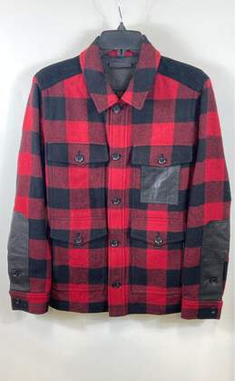 Coach Men Red Plaid Wool Jacket Shirt - Size Small