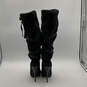 Womens Black Ribbon Side Zip Stiletto Heel Knee High Boots Size 10 image number 6