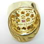 Lauren G Adams Goldtone Cubic Zirconia Accented Flowers Yellow Enamel Saddle Band Ring 14.8g image number 6