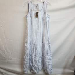 Blue and white stripe midi dress w tags petite XS