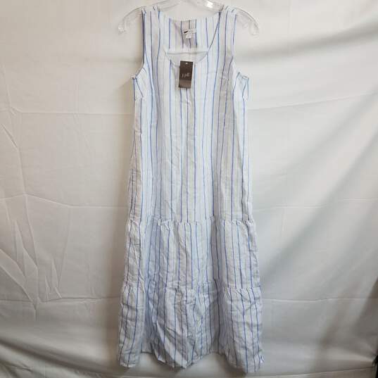 Blue and white stripe midi dress w tags petite XS image number 1
