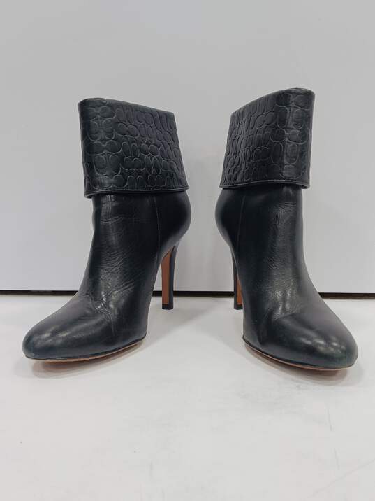 Coach Women's A7324 Black Leather Embossed Cuff MacKenna Ankle Boots Size 9B image number 2