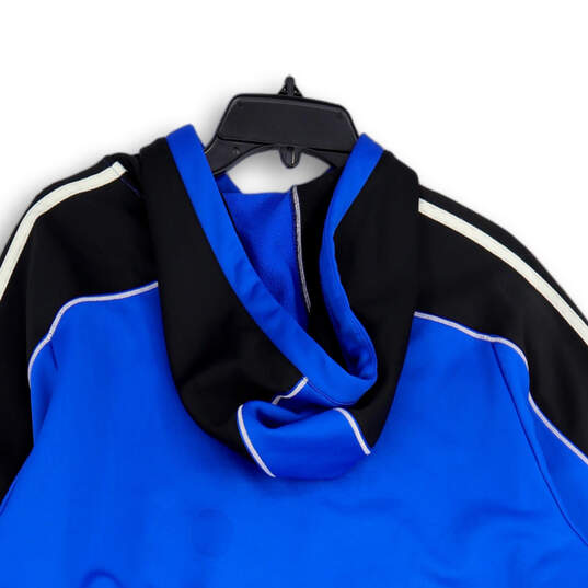 Mens Blue Black Kangaroo Pocket Drawstring Pullover Hoodie Size XL image number 4
