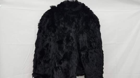 Women's Black Dyed Rabbit Fur Coat Size XL image number 2