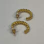 Designer Joan Rivers Gold-Tone Crystal Rhinestone Fashionable Hoop Earrings image number 2