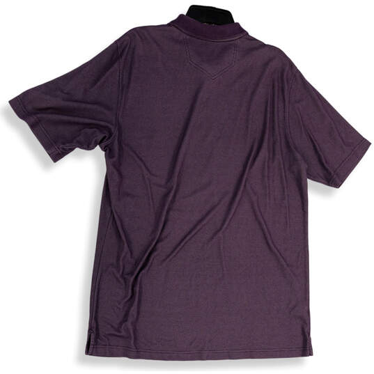 Mens Purple Gray Collared Short Sleeve Side Slit Polo Shirt Size L Tall image number 2