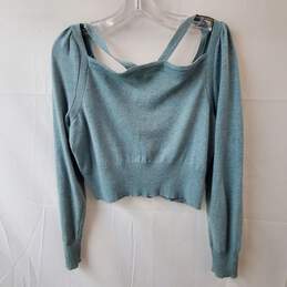 Anthropologie Moth Blue Cropped Button Up Cardigan Size M alternative image