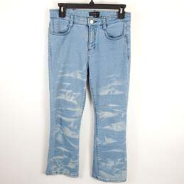 Donna Karan Women Blue Printed Jeans Sz 25