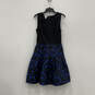 Womens Blue Round Neck Sleeveless Back Zip Fit & Flare Dress Size 6 image number 1