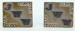 Vintage Sterling Silver JWW Monogrammed Square Cufflinks 14.8g